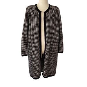 Vintage Valentino Houndstooth Sweater Coat Made In Italy Women’s 10/44 Black Whi